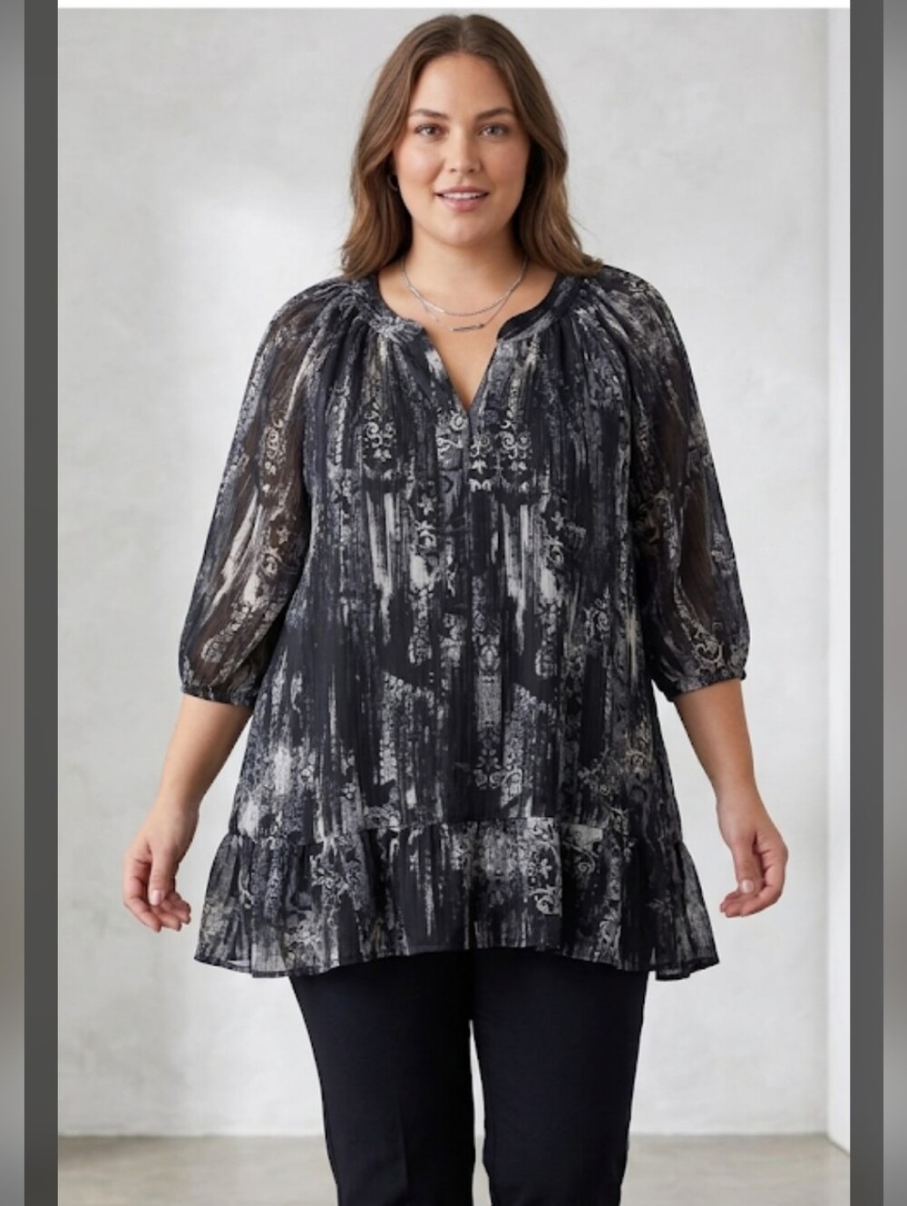 NWT Sam & Max Peplum Tunic Top 2X Semi Sheer #3
